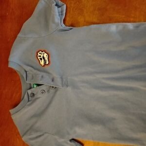 Blue Polo Shirt with Bear Patch